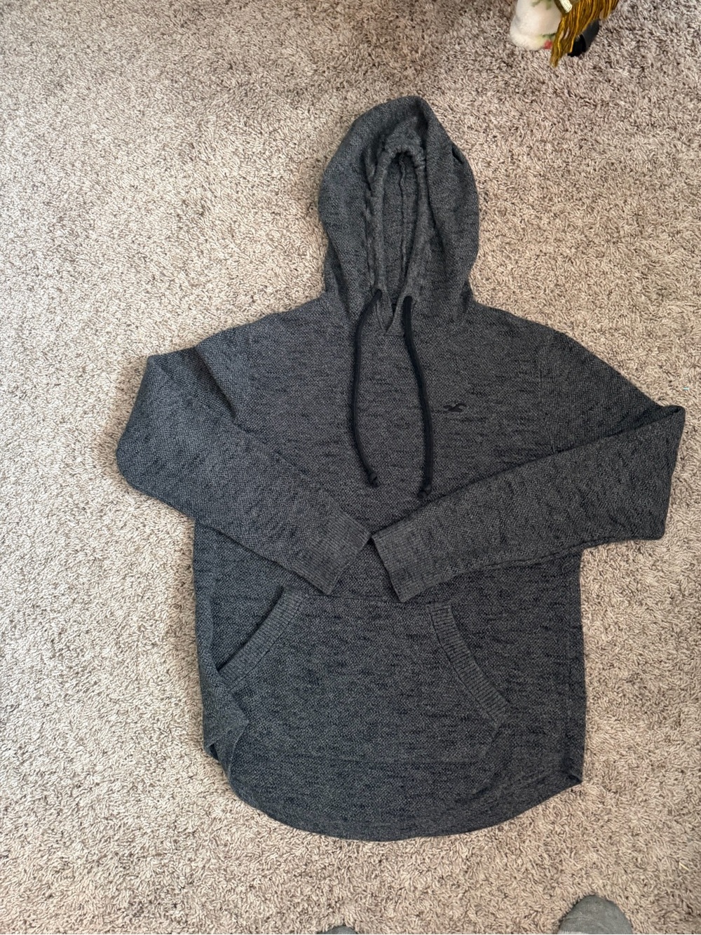 Hollister Dark Gray Knit Hooded Sweater